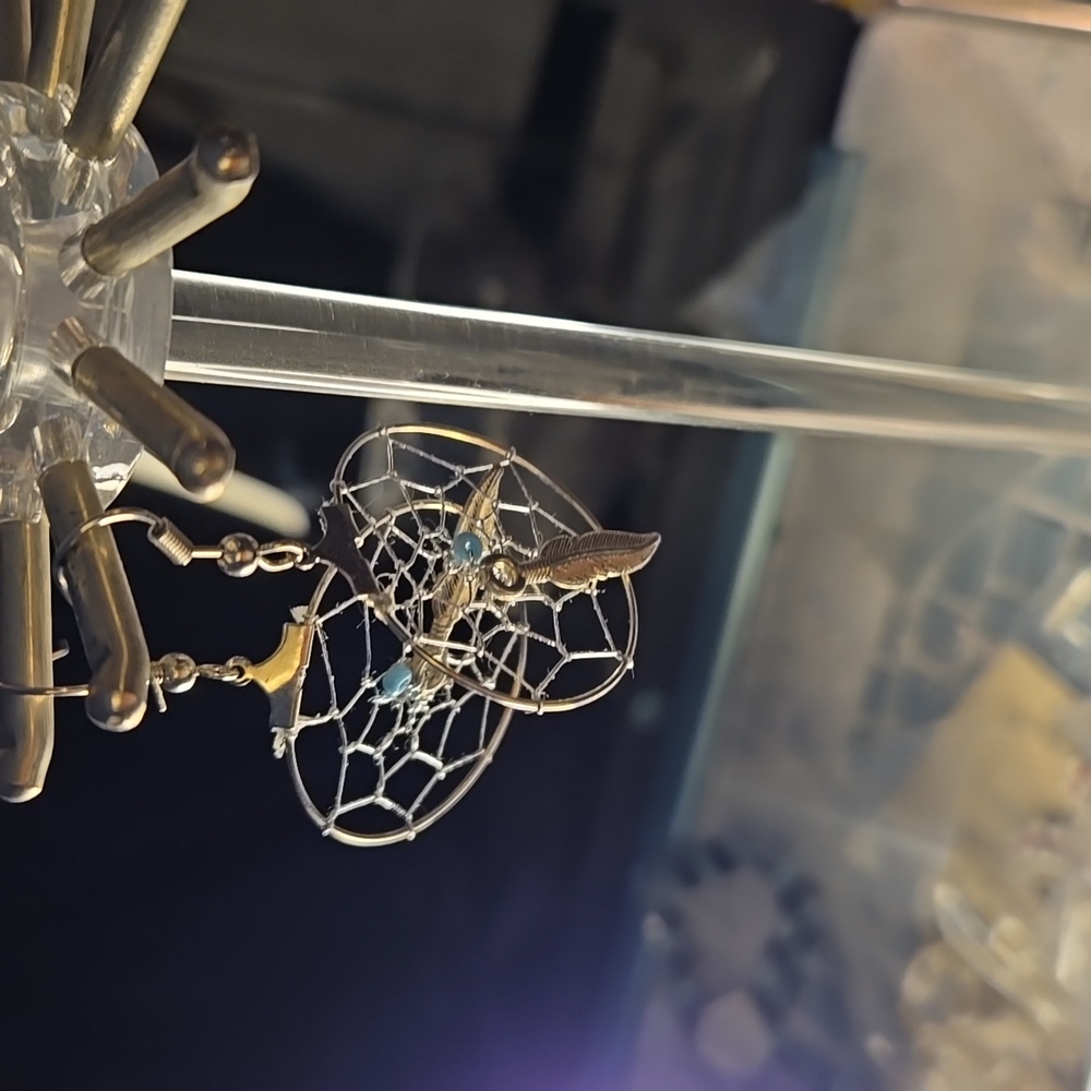 Hand Crafted Dream Catcher Dangle Earrings Mahe In 1997 - Picture 2 of 2